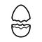 Broken egg icon isolated on a white background. Farm chicken eggshell cracking. Easter elements design. Vector