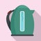 Broken electric kettle icon, flat style