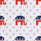 Broken elephants seamless pattern on american.