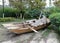 Broken fishing boat on the ground in guanshanhu park, adobe rgb