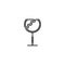 broken goblet glass icon on white background. simple, line, silhouette and clean style