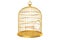 Broken golden bird cage, 3D rendering