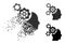 Broken and Halftone Pixelated Brain Mechanics Icon