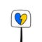 Broken heart blue yellow ukrainian symbol warning road sign