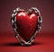 A broken heart in chains. A broken heart. A glued heart