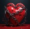 A broken heart in chains. A broken heart. A glued heart