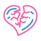 broken heart divorce color icon vector illustration