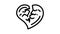 broken heart divorce line icon animation