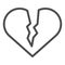Broken heart line icon. Sad love vector illustration isolated on white. Heart brake outline style design, designed for