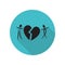 Broken heart of lovers long shadow icon. Simple glyph, flat vector of arrow icons for ui and ux, website or mobile application