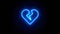 Broken Heart neon sign appear in center and disappear after some time. Loop animation of blue neon symbol