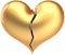 Broken heart shape golden