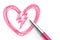 Broken Heart symbol hand drawing by pen sketch pink color, valentine concept design