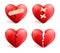 Broken hearts vector set of 3d realistic icons and symbols