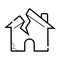 Broken house icon vector