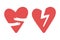 Broken and hugging hearts vector icons. Love yourself, divorce, heart attack icon