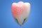 Broken human Tooth on blue background. 3d illustration