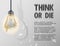 Broken incandescent light bulb incandescent light bulb with hanging rope