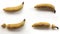 Broken and Intact Bananas on White Background