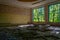 Broken interior of a village house in the Chernobyl Exclusion Zone in the Ukraine