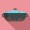 Broken kitchen pot icon, flat style