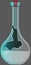 Broken laboratory beaker sign. Test tube icon on dark background. Failed experiment in lab