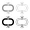 Broken link icon set grey black color