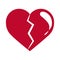 Broken love heart divorce feeling flat style icon