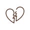 Broken love heart romantic breakup relation related icon thick line