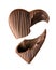 Broken milk chocolate heart shaped candy isolated on the white background