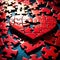 Broken missing pieces of love romance puzzle, shown with jigsaw