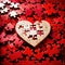 Broken missing pieces of love romance puzzle, shown with jigsaw