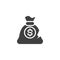 Broken money bag vector icon