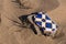 Broken ornate tile in the sand, Morocco