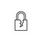 Broken padlock outline icon