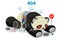 Broken Panda Robot Showing 404 Website Error Concept Illustration