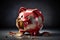 Broken piggy bank, money saving concept, AI Generated