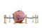 A broken pink piggy bank with rope barrier isolated on white background. 3D illustration.