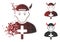 Broken Pixel Halftone Priest Devil Icon with Face