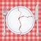 Broken plate with fork and knife illustration