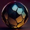 The broken radiance. An ode to the splintered remnants of a glowing sphere. Cracked glass ball. AI-generated