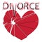 Broken red heart on a white background. Concept -divorce, separ