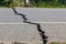 Broken road by an earthquake in Chiang Rai, thailand