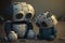 broken robot dolls in sad robot concept