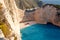 Broken ship at Shipwrech bay . Navagio beach