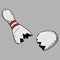 Broken skittle. Vector illustration of bowling skittles. Hand drawn bowling game