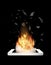 Broken smartphone explosion with burning fire