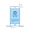 Broken smartphone. Malware notification on smartphone. Reporting virus, malicious application, spam, hacking mobile