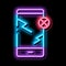 Broken Smartphone neon glow icon illustration