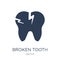 Broken tooth icon. Trendy flat vector Broken tooth icon on white